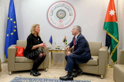 31 mars 2019 : Rencontre bilatérale entre Federica Mogherini et le roi Abdallh II de Jordanie à Tunis dans le cadre du sommet de la Ligue Arabe. 
