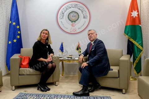 31 mars 2019 : Rencontre bilatérale entre Federica Mogherini et le roi Abdallh II de Jordanie à Tunis dans le cadre du sommet de la Ligue Arabe. 