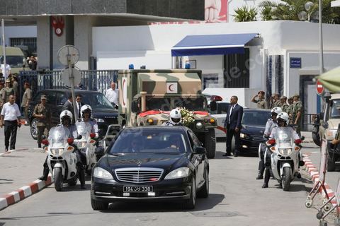 26 juillet 2019 : sortie de la dépouille du président Beji Caïd Essebsi de l'hopital Militaire de Tunis