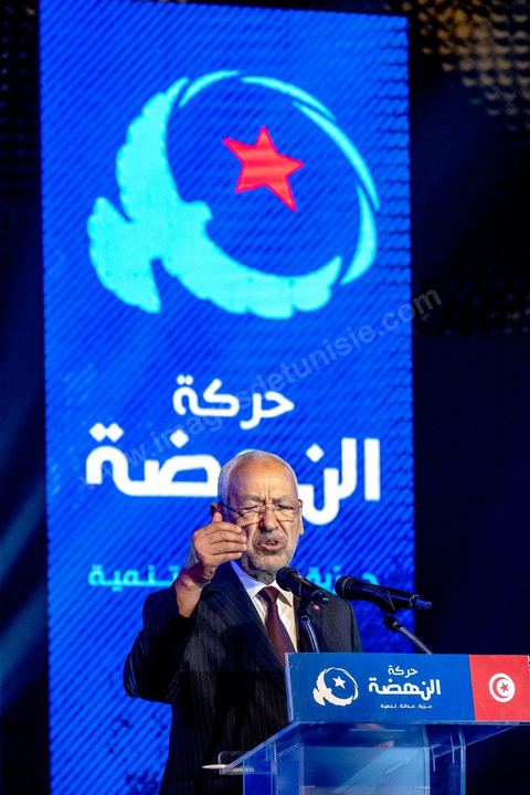 30 août 2019 : Discours de Rached Ghannouchi, président du parti et candidat aux legislatives à Tunis. Au palais des congrès de Tunis, le parti Ennahdha organise sa grande conférence de présentations des candidats et programmes pour les élections législatives et présidentielles de cette fin d'année 2019. Présentation du programme électoral, présentation des têtes de listes législatives, et, à leur tête le Rached Ghannouchi, qui se présente comme député sur Tunis, et,  pésentation du  premier candidat à la présidentielle pour le parti, Abdlefattah