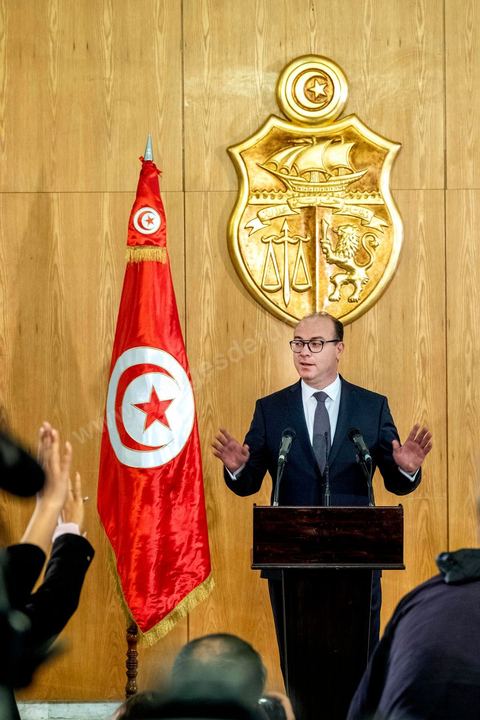24 janvier 2020 : première conférence de presse de Elyes Fakhfakh franchement nommé par la Président de la République Kais Saied comme Chef de Gouvernement pour former le nouveau gouvernement et se soumettre au vote de confiance de l'Assemblée. Il a présenté les grandes lignes présidant à la formation de son gouvernement qu'il veut politque, réduit et homogène. « Ce sera un gouvernement harmonieux et restreint, qui ne comportera pas plus de 25 ministres, afin de garantir la plus grande efficacité. Il sera représentatif des compétences jeunes et féminines et sera annoncé dans les plus brefs délais ».