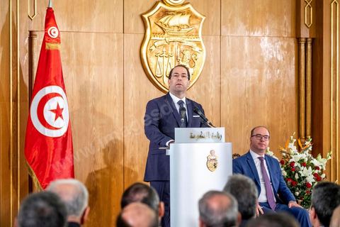 28 février 2020 : Dscours de Youssef Chahed à la passation de pouvoir entre les deux chefs de gouvernement, Youssef Chahed, sortant, et Elyes Fakhfakh, fraichement investi par le parlement. La cérémonie que c'est déroulé en présence des memebres des deux gouvernements commença par un discours de Youssef Chahed puis de Elyes Fakhfakh. 