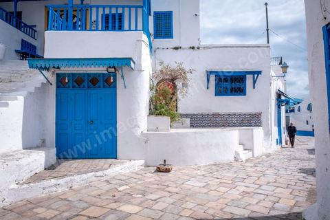27 mars 2020 : le village touristique de Sidi Bou Saïd pendant le confinement général du au Covid19. D'habitude rempli de tunisiens et de touristes le village est déserté, suels quelmques habitants circulent pour faire leurs courses. 