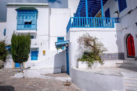 27 mars 2020 : le village touristique de Sidi Bou Saïd pendant le confinement général du au Covid19. D'habitude rempli de tunisiens et de touristes le village est déserté, suels quelmques habitants circulent pour faire leurs courses. 