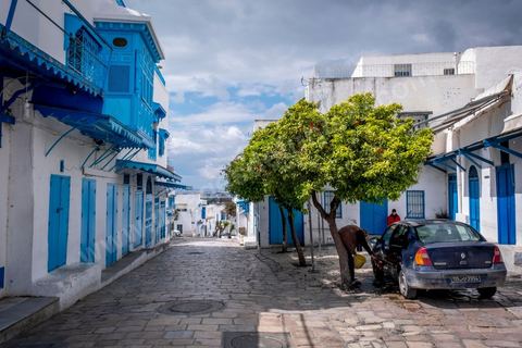27 mars 2020 : le village touristique de Sidi Bou Saïd pendant le confinement général du au Covid19. D'habitude rempli de tunisiens et de touristes le village est déserté, suels quelmques habitants circulent pour faire leurs courses. 