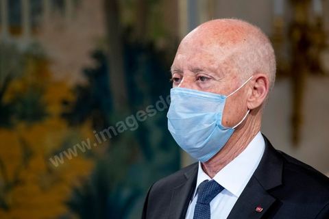 17 août 2020 : Le Président de la République tunisienne Kaïs Saied au palais de Carthage 