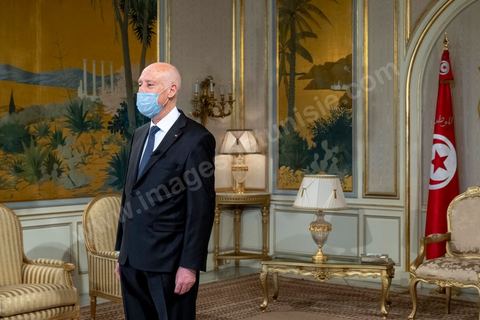17 août 2020 : Le Président de la République tunisienne Kaïs Saied au palais de Carthage 