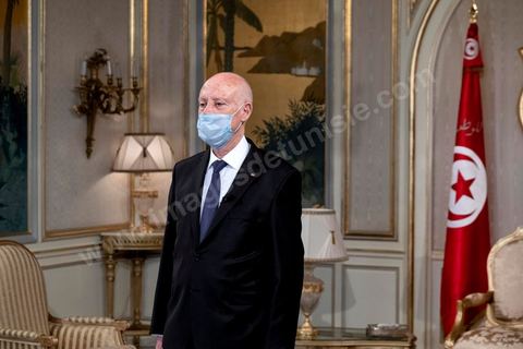 17 août 2020 : Le Président de la République tunisienne Kaïs Saied au palais de Carthage 