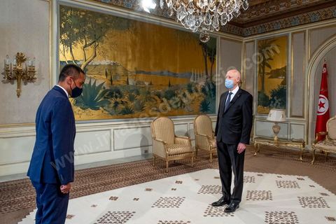 17 août 2020 : Rencontre au palais présidentiel de Carthage entre le Président de la République tunisienne Kaïs Saied au palais de Carthage et une délégation italienne comprenant le Ministère des Affaires étrangères et de la Coopération internationale italien Luigi Di Maio et la Ministre de l'intérieur italien Luciana Lamorgese sur le sujet des migrants clandestins tunisiens.