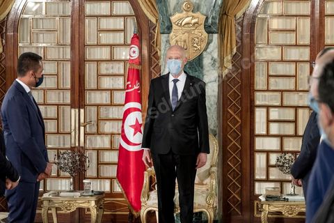 17 août 2020 : Rencontre au palais présidentiel de Carthage entre le Président de la République tunisienne Kaïs Saied au palais de Carthage et une délégation italienne comprenant le Ministère des Affaires étrangères et de la Coopération internationale italien Luigi Di Maio et la Ministre de l'intérieur italien Luciana Lamorgese sur le sujet des migrants clandestins tunisiens.