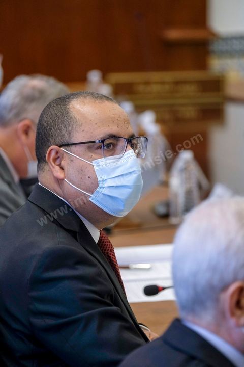 3 juin 2021 : rencontre entre Hichem Mechichi, chef du gouvernement tunisien et Jean CASTEX, Premier ministre, dans le cadre de sa visite à Tunis à l’occasion du 3ème Haut Conseil de Coopération franco-tunisien, accompagné de M. Jean-Yves LE DRIAN, ministre de l'Europe et des Affaires étrangères, de Mme Frédérique VIDAL, ministre de l'Enseignement supérieur, de la Recherche et de l'Innovation, de M. Jean-Baptiste DJEBBARI, ministre délégué auprès de la ministre de la Transition écologique, chargé des Transports, de M. Alain GRISET, ministre délégué auprès du ministre de l’Économie, des Finances et de la Relance, chargé des Petites et Moyennes Entreprises. POOL