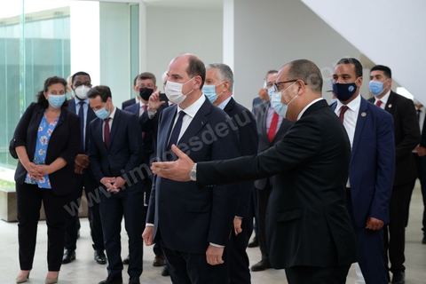 3 juin 2021 : Visite du Musée du Bardo par Jean CASTEX, Premier ministre, en compagnie de sa femme et du Ministre tunisien du tourisme et de la culture dans le cadre de sa visite à Tunis à l’occasion du 3ème Haut Conseil de Coopération franco-tunisien, accompagné de M. Jean-Yves LE DRIAN, ministre de l'Europe et des Affaires étrangères, de Mme Frédérique VIDAL, ministre de l'Enseignement supérieur, de la Recherche et de l'Innovation, de M. Jean-Baptiste DJEBBARI, ministre délégué auprès de la ministre de la Transition écologique, chargé des Transports, de M. Alain GRISET, ministre délégué auprès du ministre de l’Économie, des Finances et de la Relance, chargé des Petites et Moyennes Entreprises. POOL