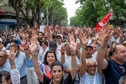 July 25, 2026: Five years after Kais Saied’s coup, the country is slowly sinking, the people and the economy are being drained, and the government remains stuck in its inability to find solutions—as evidenced by the past 10 days, during which Tunisia experienced one of its worst heat waves and an electricity crisis, with outages lasting several hours and days across the entire country. On this day—which marks both Republic Day and the anniversary of the incumbent president’s seizure of all powers—nearly 2,000 protesters took to the streets in Tunis, chanting slogans and making gestures from the 2011 revolution: “Get out!” and “Game Over” ...