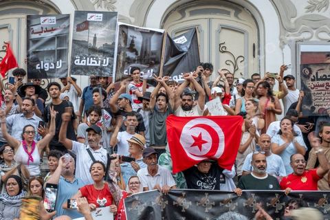 July 25, 2026: Five years after Kais Saied’s coup, the country is slowly sinking, the people and the economy are being drained, and the government remains stuck in its inability to find solutions—as evidenced by the past 10 days, during which Tunisia experienced one of its worst heat waves and an electricity crisis, with outages lasting several hours and days across the entire country. On this day—which marks both Republic Day and the anniversary of the incumbent president’s seizure of all powers—nearly 2,000 protesters took to the streets in Tunis, chanting slogans and making gestures from the 2011 revolution: “Get out!” and “Game Over” ...