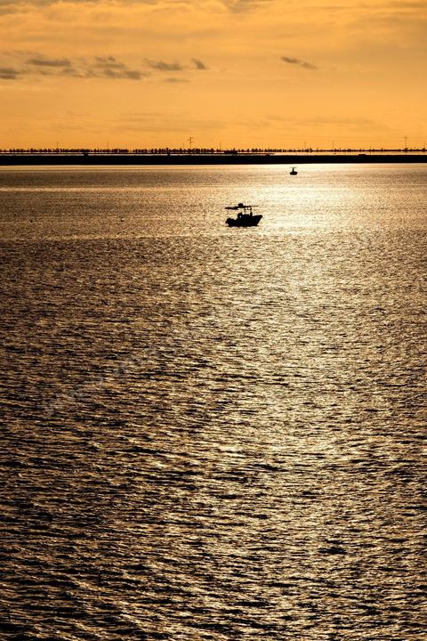 Adjim, sur la côte sud-ouest de Djerba, est le point de départ du bac qui relie l'île au continent, à Jorf, à travers le chenal séparant Djerba de la Tunisie continentale. Le port, encore marqué par une activité de pêche traditionnelle, offre des ambiances changeantes au fil de la journée, entre lever et coucher de soleil sur la mer, bateaux amarrés et silhouettes des jetées.
