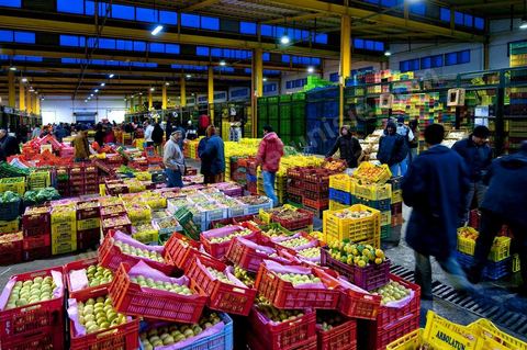 Halle aux fruits et légumes du marché de gros de Tunis à El Mourouj