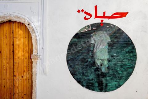 Oeuvres de l'artiste espagnol Sebastian VELASCO pour le Projet DjerbaHood : après la Tour Paris 13, la team Itinerrance dépose ses valises dans un village traditionnel de l’île de Djerba, Erriadh. Depuis le début du mois de juillet, le village d’Erriadh se métamorphose petit à petit pour devenir un véritable musée à ciel ouvert. Une sélection d’artistes des quatre coins du monde ont été invités à s’exprimer dans ce décor unique à l’architecture authentique : murs blancs, portes bleues turquoises, dômes, veilles constructions et divers lieux abandonnés, autant de possibilités qui donneront naissance à des créations uniques aux couleurs locales.