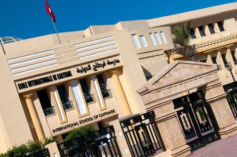 Vue exterieur des batiments de l'International School of Carthage ISC - Ecole International de Carthage - Ecole privée couvrant les enseignements de la maternelle au lycée