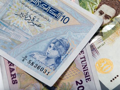 Billets de dinars tunisiens 10, 20 et 30 dinars