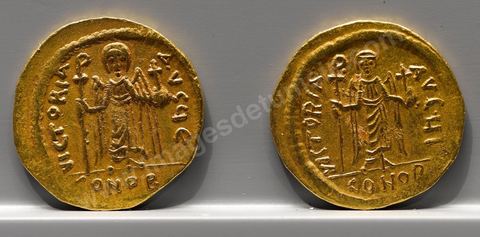 Pièce de monnaie tunisienne d'époque vandale et byzantine au Musée de la Monnaie de la Banque Centrale de Tunisie sur l'avenue Mohamed V à Tunis