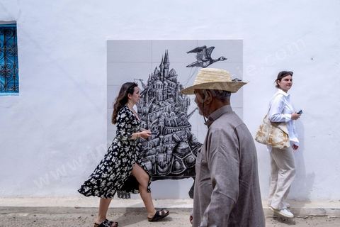A Erriadh, Djerbahood, le musée à ciel ouvert de street art développée par Mehdi Ben Cheikh, de la galerie Itinérance à Paris 13. Oeuvre de l'artiste Ardif