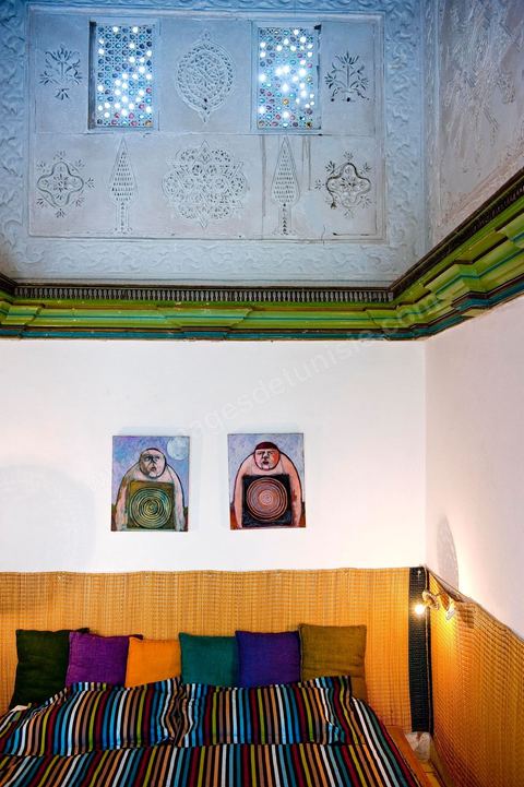 Chambre à coucher dans la Maison de Marouane et Sondos Ben Milled dans la medina de Tunis