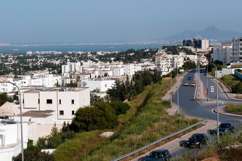 Vue générale sur les quartiers résidentiels de El Manar, El Menzah et Ennasr à Tunis