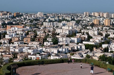 Vue générale sur les quartiers résidentiels de El Manar, El Menzah et Ennasr à Tunis