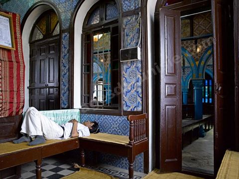 la synagogue de la Ghriba durant le pelerinage juif annuel au village de Erriadh ou Hara Sghira sur l'ile de djerba