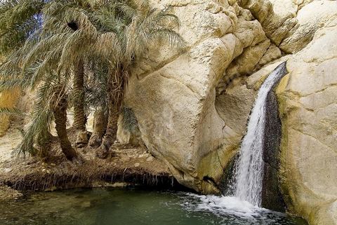 Village berbere de montagne et oasis de Chebika dans la region du Djerid au sud de la Tunisie