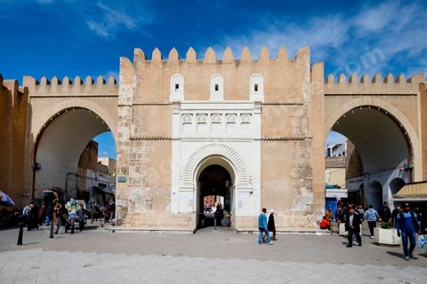 Remparts et porte de la medina de Sfax, la seconde ville du pays et capitale du sud. Grande ville portuaire et industrielle, mais aussi culturelle avec ses remparts, sa medina, ses nombreux monuments historiques et ses musées. 