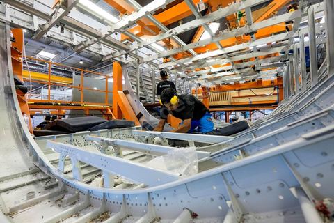 Site de production de Aérolia dans la banlieue sud de Tunis au coeur du nouveau concept de pôle aéronautique développé depuis 2009. Ce site de la filiale de Airbus Industrie produit des éléments des nouveaux Airbus A320. 