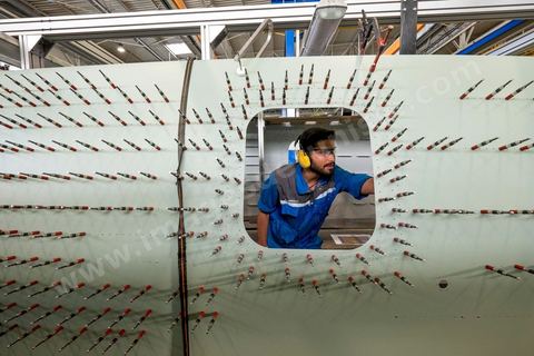 Site de production de Aérolia dans la banlieue sud de Tunis au coeur du nouveau concept de pôle aéronautique développé depuis 2009. Ce site de la filiale de Airbus Industrie produit des éléments des nouveaux Airbus A320. 