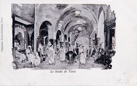 Les Souks de Tunis - Carte postale ancienne Tunisie