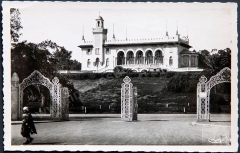 Entrée du parc du Belvédère et casino du Belvédère à Tunis - Carte postale ancienne Tunisie
