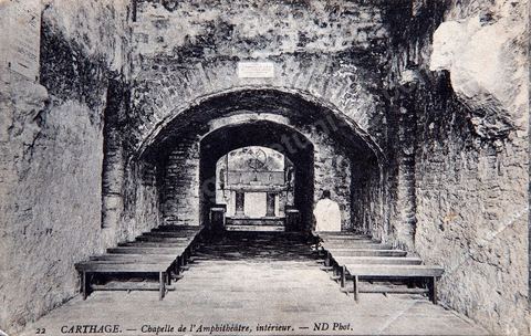 Chapelle des Saintes Perpétue et Félicité dans L'amphithéâtre romain de Carthage - Carte postale ancienne Tunisie