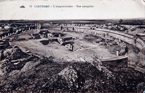 L'amphithéâtre romain de Carthage - Carte postale ancienne Tunisie