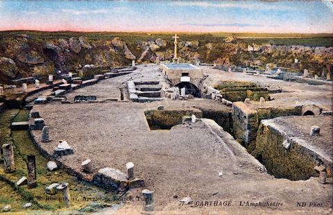 L'amphithéâtre romain de Carthage - Carte postale ancienne Tunisie