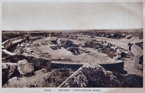 L'amphithéâtre romain de Carthage - Carte postale ancienne Tunisie