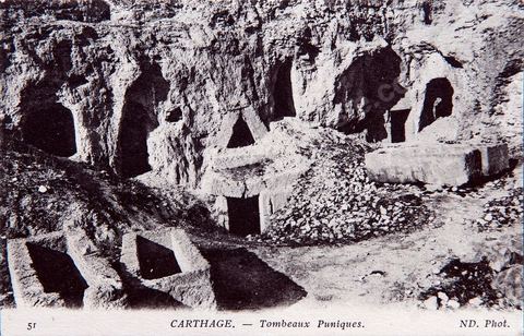 Nécropole punique de la colline de Saint Louis ou colline Byrsa à Carthage - Carte postale ancienne Tunisie