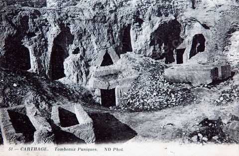 Nécropole punique de la colline de Saint Louis ou colline Byrsa à Carthage - Carte postale ancienne Tunisie