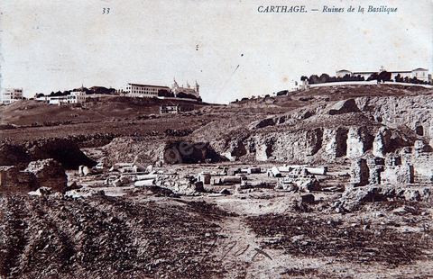 Ruines de la Basilique à Carthage - Carte postale ancienne Tunisie