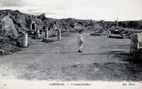 L'amphithéâtre romain de Carthage - Carte postale ancienne Tunisie