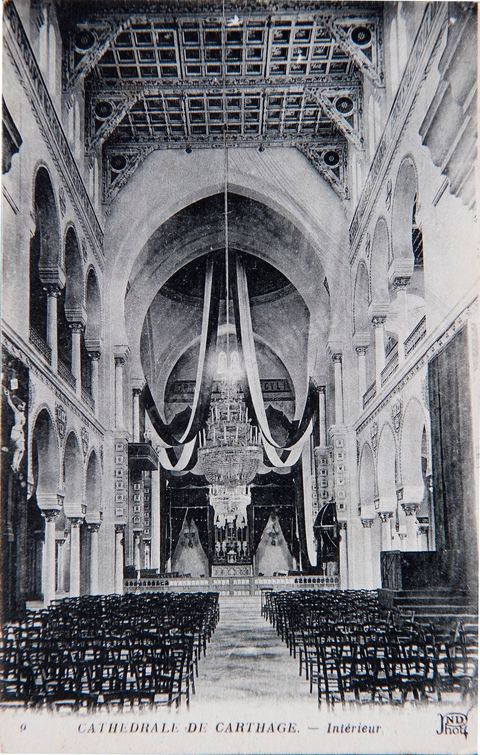 Intréieur de la cathédrale de Carthage - Carte postale ancienne Tunisie
