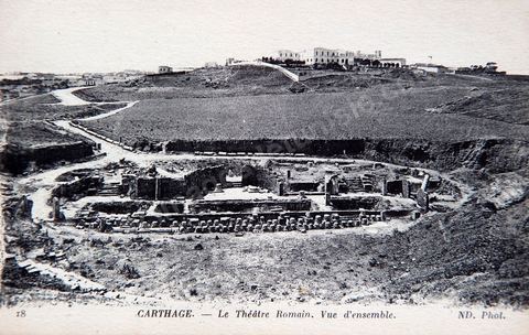 Le théâtre romain de Carthage vue du haut des gradins - Carte postale ancienne Tunisie