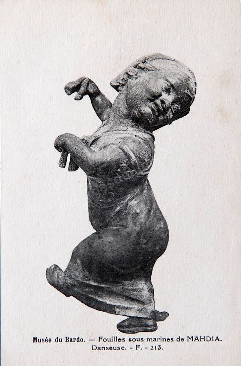 Statuette de danseuses - Fouilles sous-marines de Mahdia  au musée du Bardo à Tunis - Carte postale ancienne Tunisie