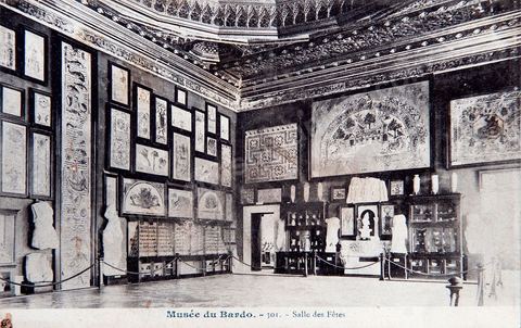 Salle des Fêtes du musée du Bardo à Tunis - Carte postale ancienne Tunisie