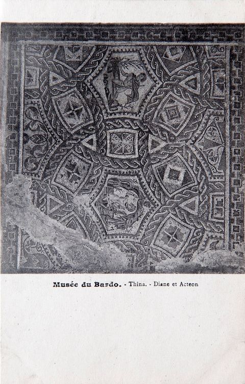 Mosaïque de Diane et de Acteon au musée du Bardo à Tunis - Carte postale ancienne Tunisie
