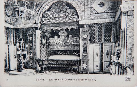 Tunis - Kassar-Saïd, chambre à coucher du Bey - Carte postale ancienne Tunisie