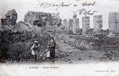 Ruines romaines à Zaghouan 1905 - Carte postale ancienne Tunisie
